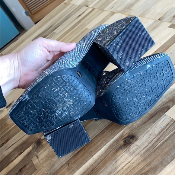 Gianni Bini silver holographic Sparkling Mary Jane square Heels - Picture 9 of 15